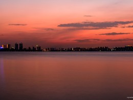 独墅湖的晚霞和星夜