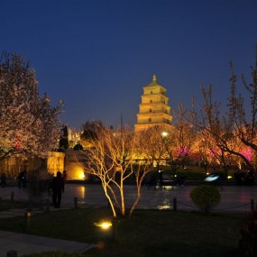 夜幕下的雁塔广场